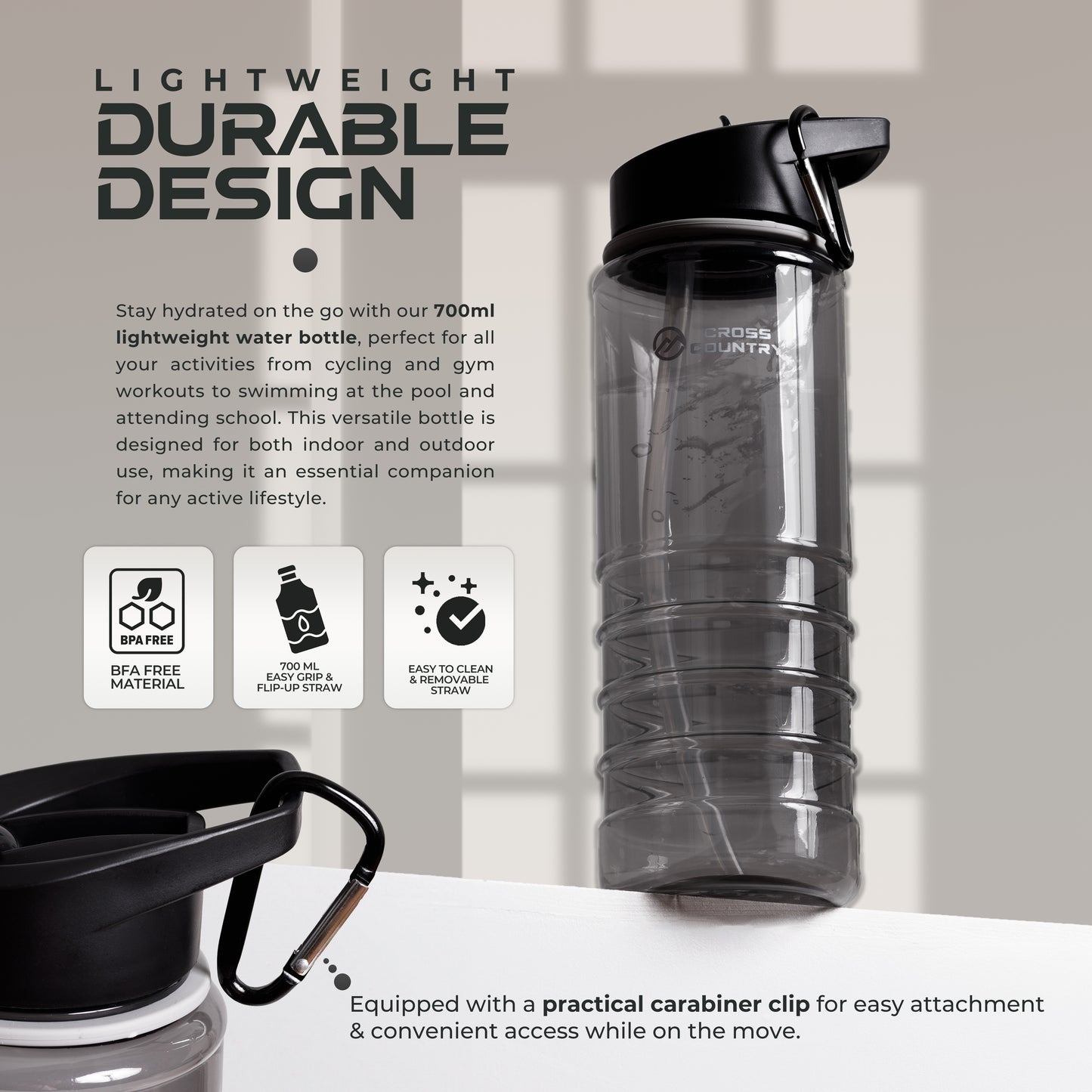 700ML Sports Water Bottle with Carabiner