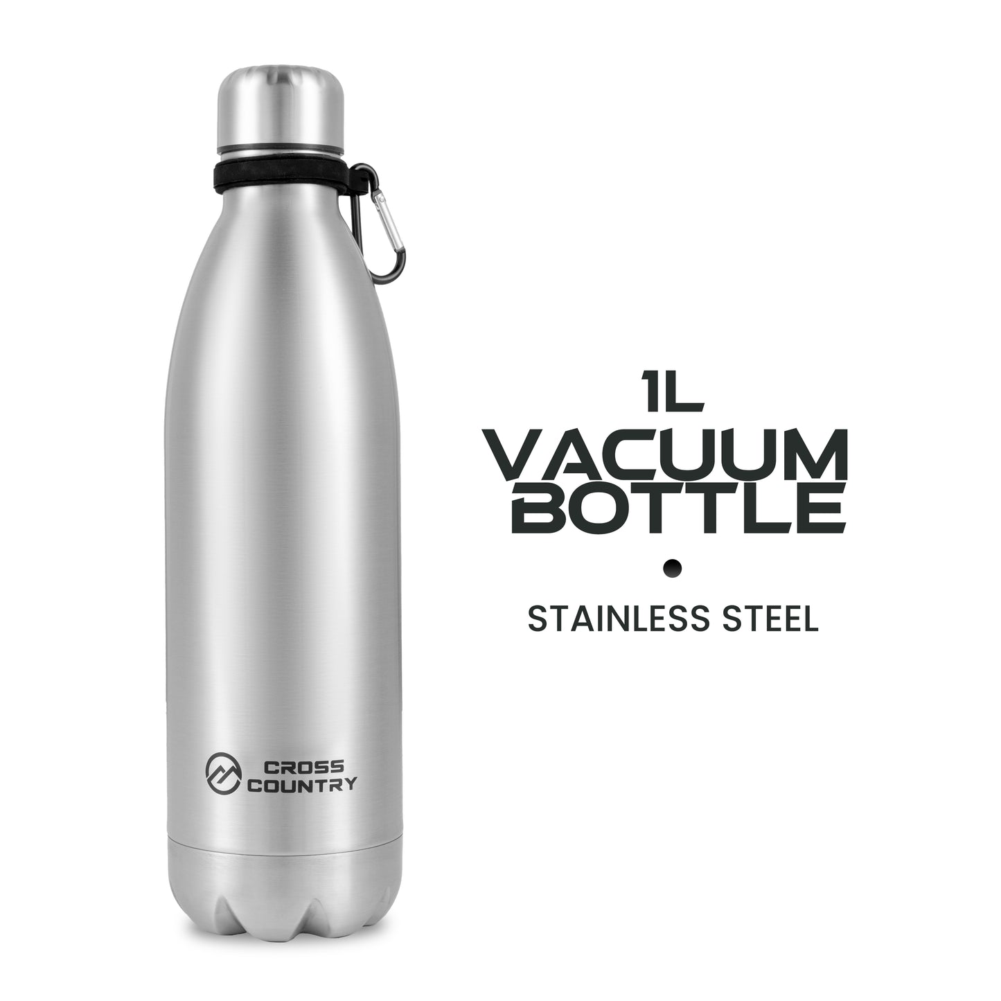 Vacuum Stainless Steel Bottle with Carabiner - Double Wall Insulated
