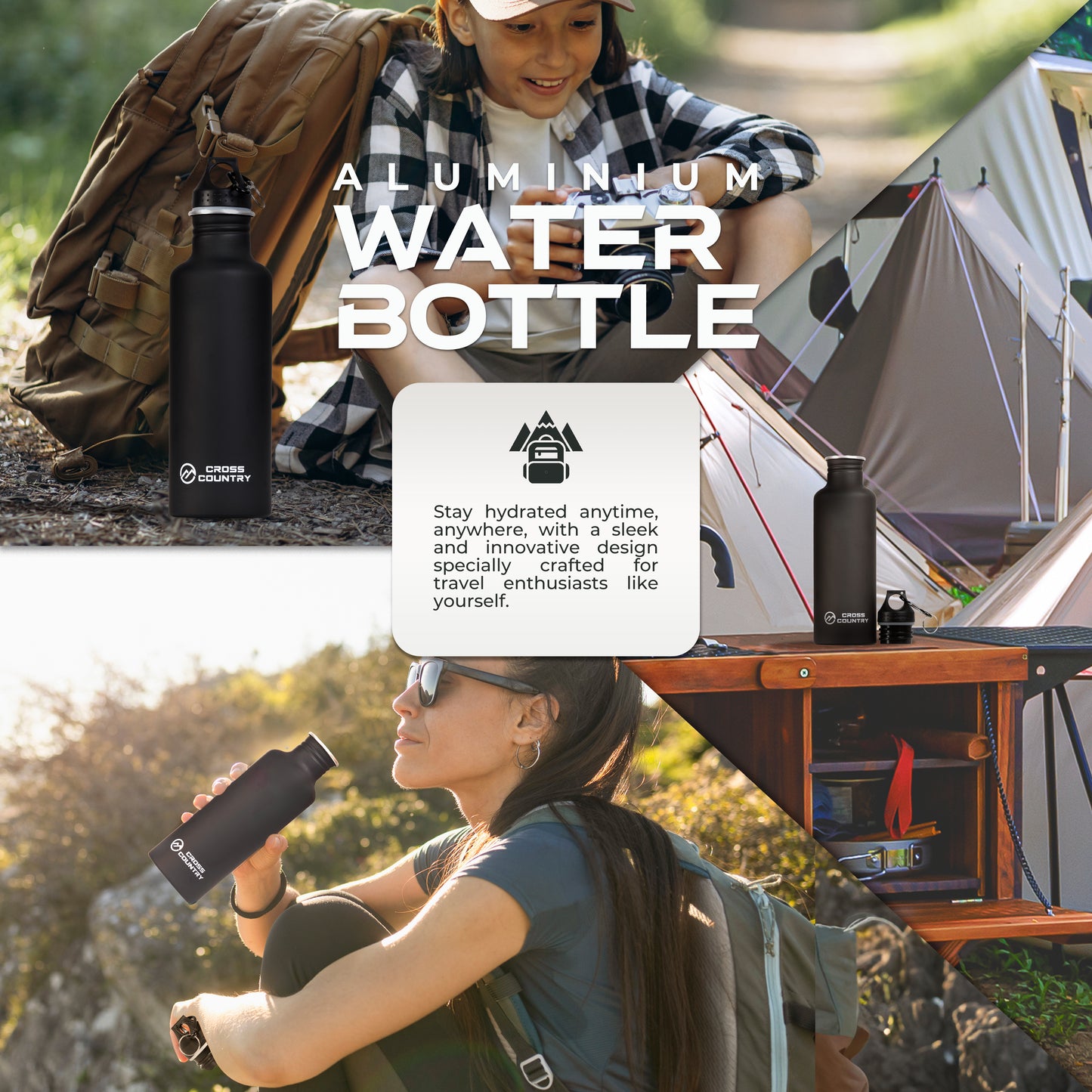 Aluminium Water Bottle with Carabiner