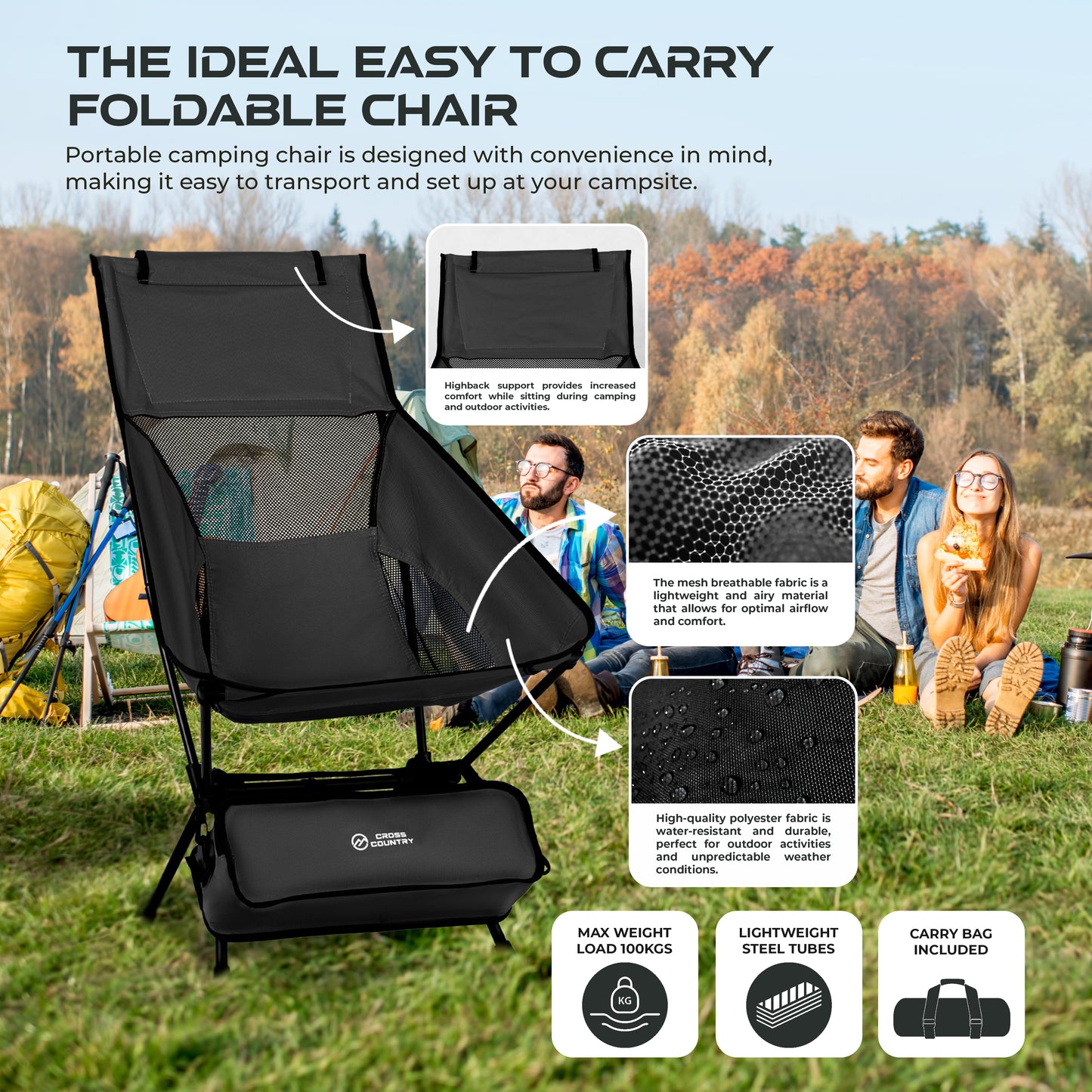 Compact Camping Chair with High Back