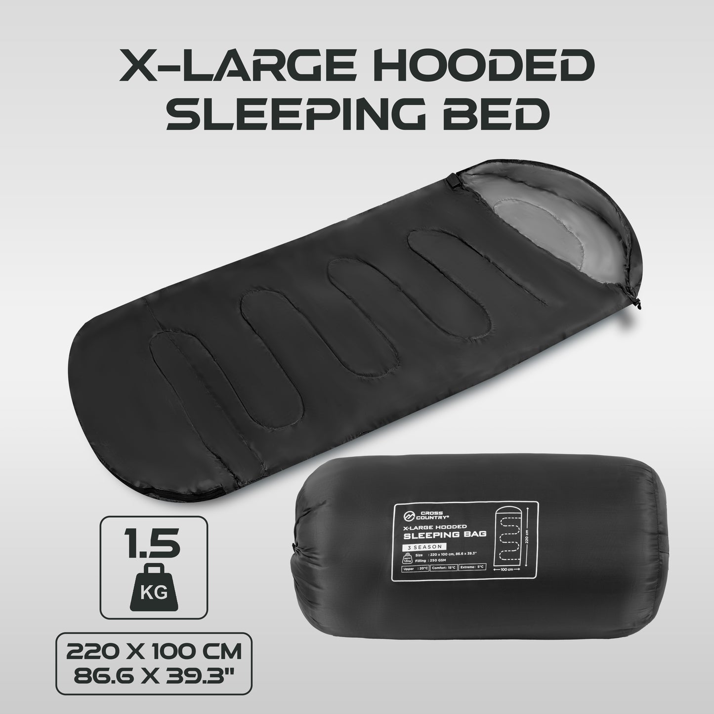 X-Large Hooded 3 Season Sleeping Bag