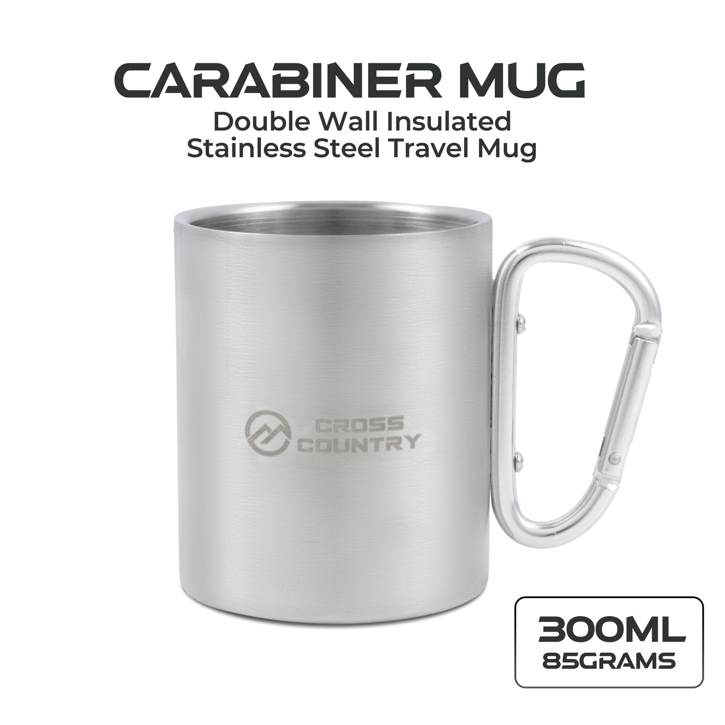 300ML Carabiner Camping Mug (Double Walled Stainless Steel)