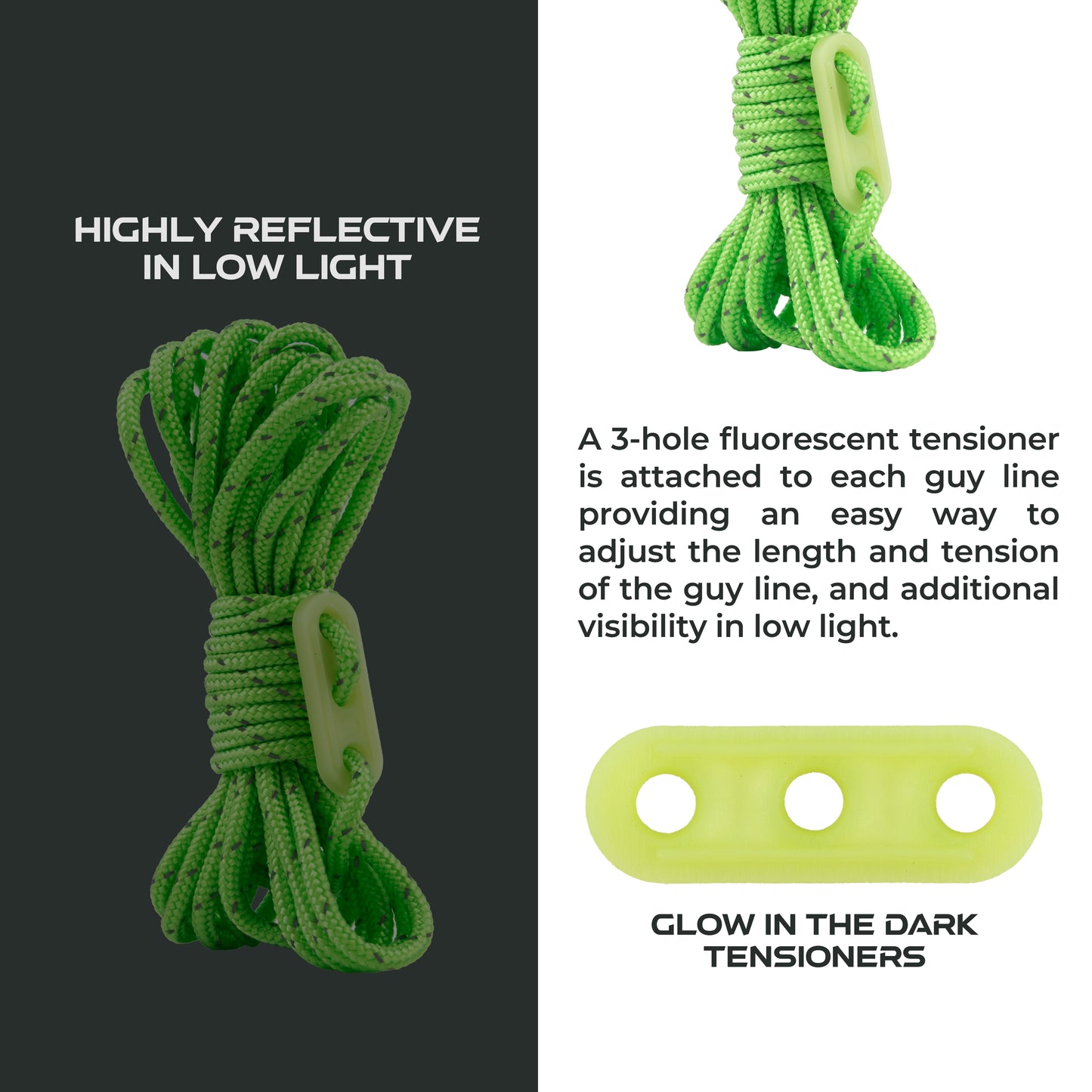 Set of 4 Reflective Guy Ropes