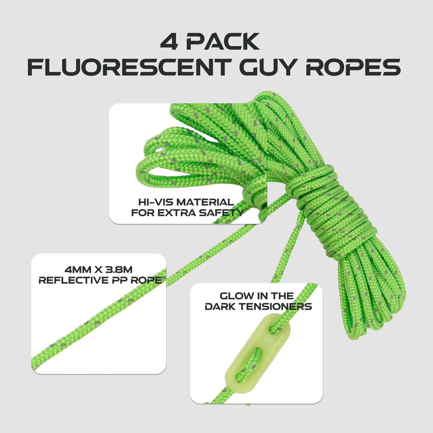 Set of 4 Reflective Guy Ropes